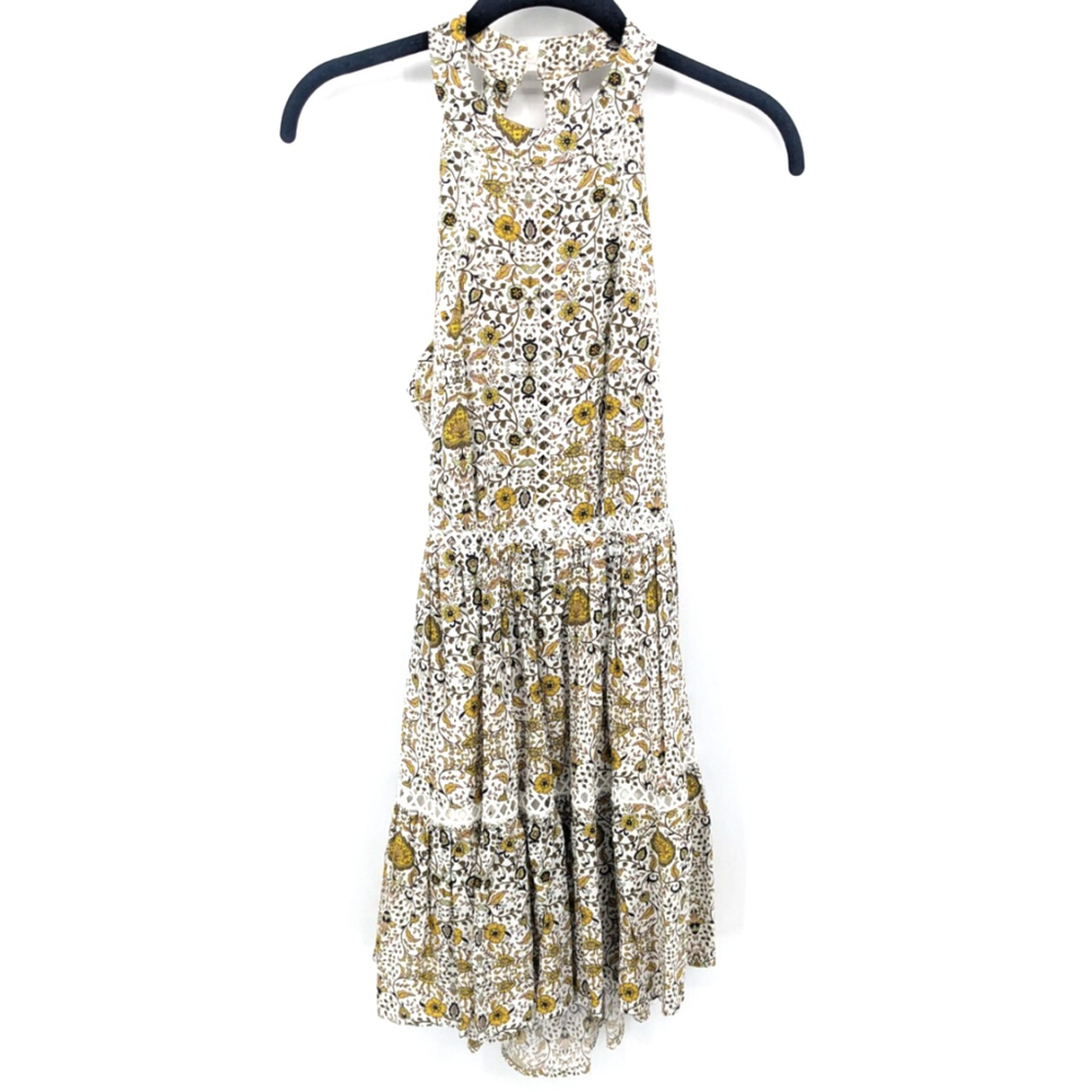 Abel The Label Dress Womens XS Yellow Jaase Halter Ditsy Floral Mini Boho Floral